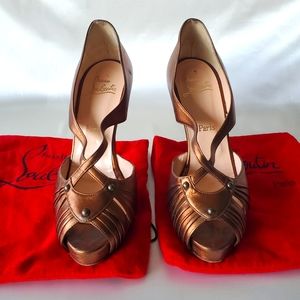 Christian Louboutin Bronze Scissor Girl Pumps 40.5